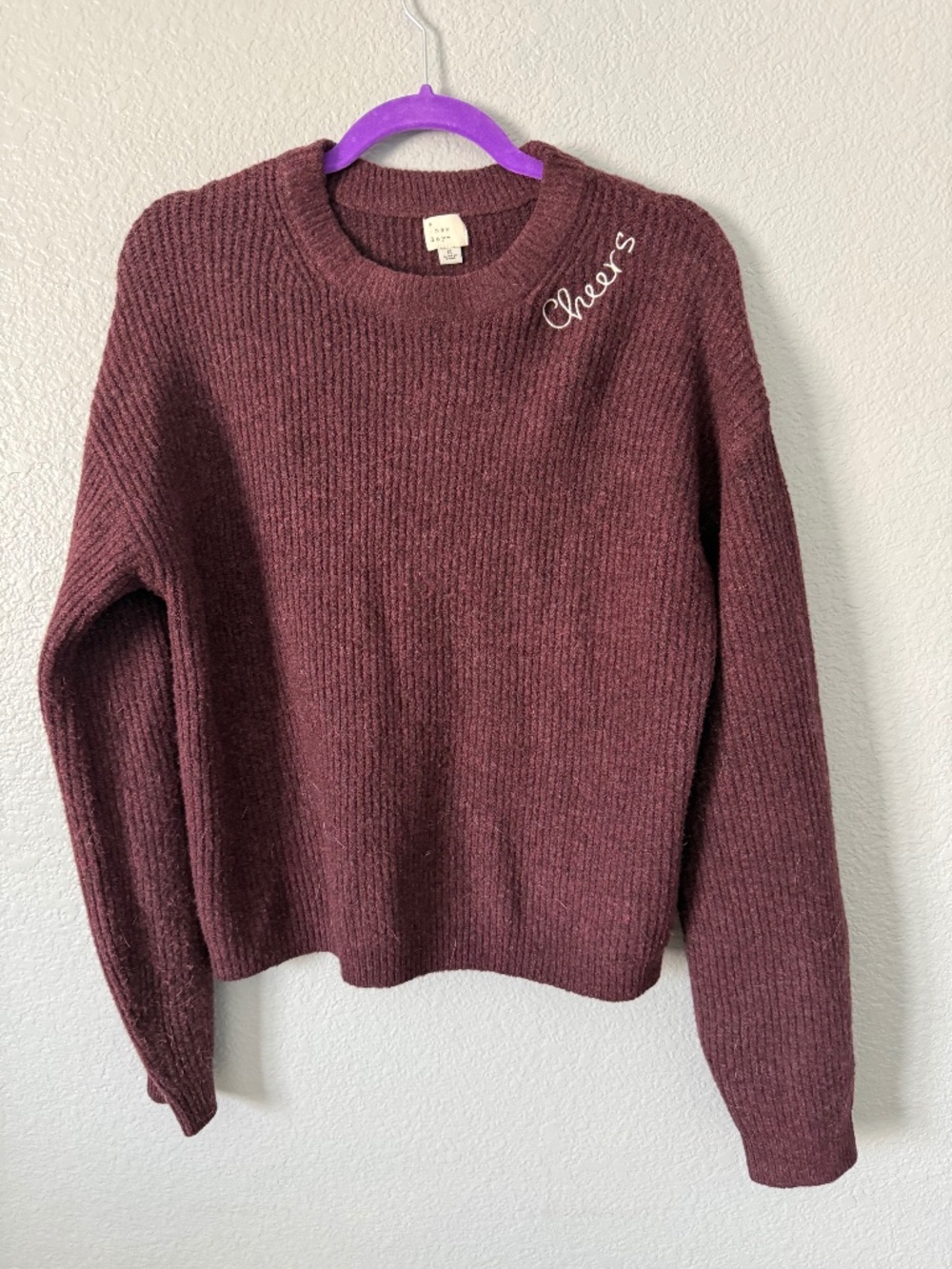 A New Day Burgundy Crewneck Sweater Size M